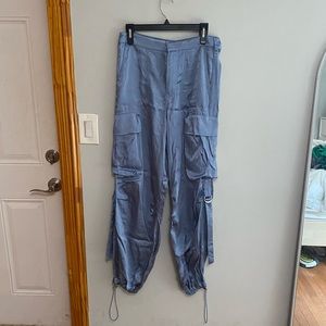 Oversized Zara Blue Silky Joggers Cargo Pants